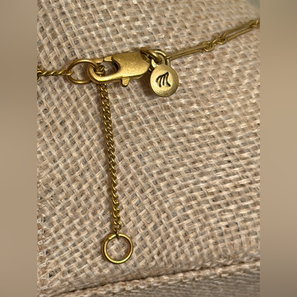 Madewell Gold Necklace with Dark Blue Stone Pendant - Picture 5 of 13